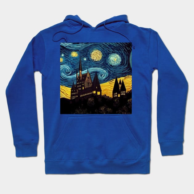 Starry Night Wizarding School Van Gogh Hoodie by Grassroots Green